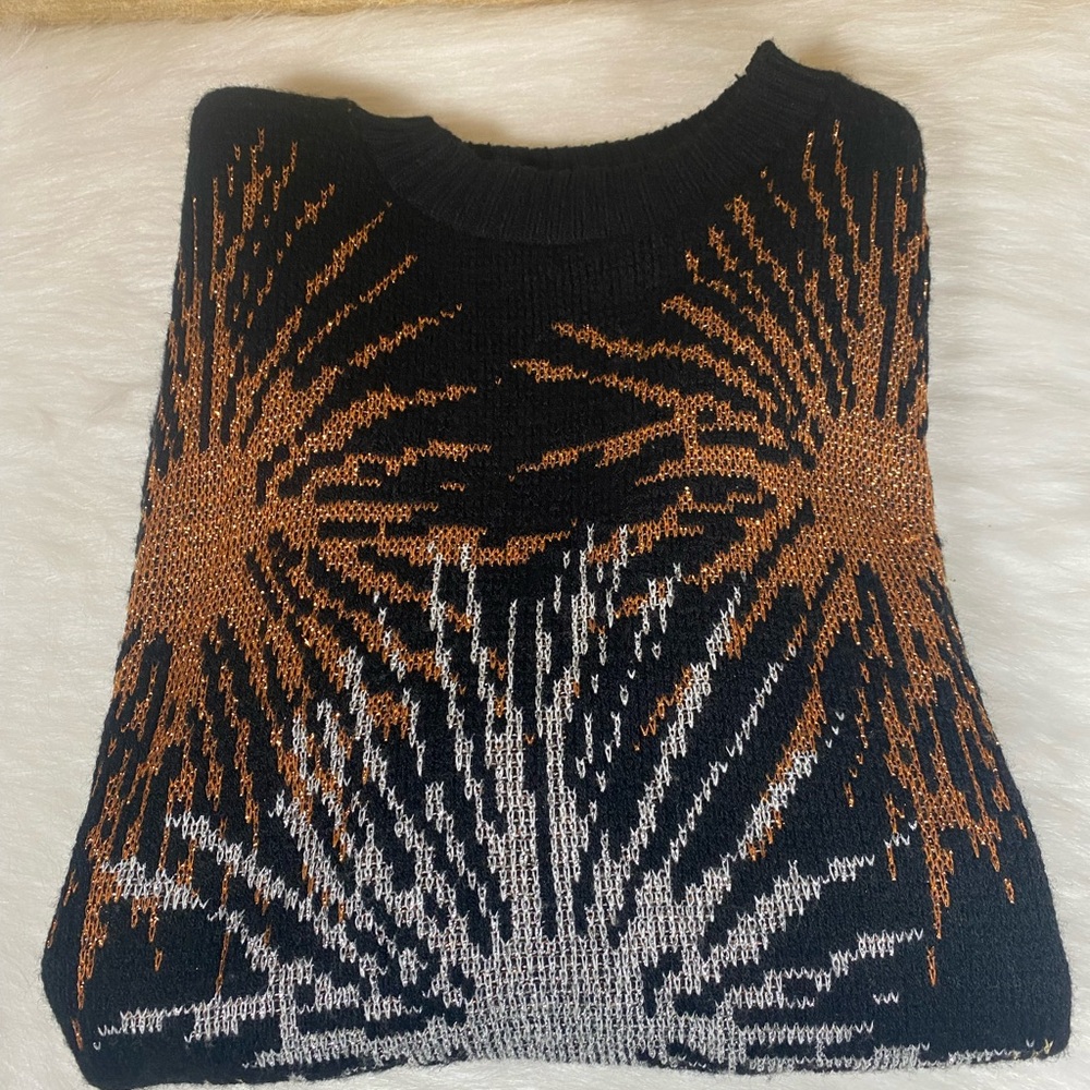Vintage 80s Dana Scott Black Metallic Sweater Medium Fireworks - Picture 10 of 10